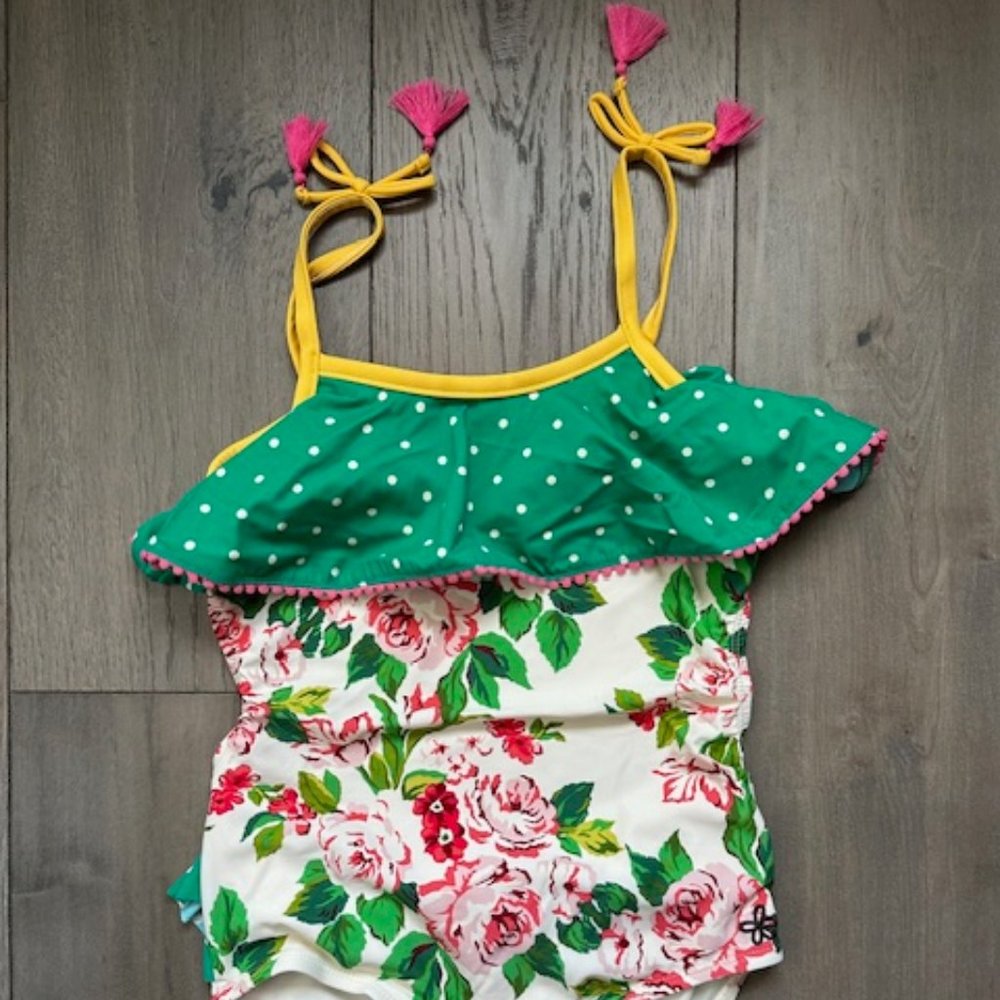 MATILDA JANE GIRLS BRAND NEW FLORAL POLKA DOT OPEN BACK ONE PIECE SWIMSUIT